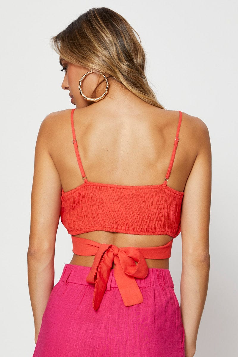 Red Singlet Sleeveless Crop