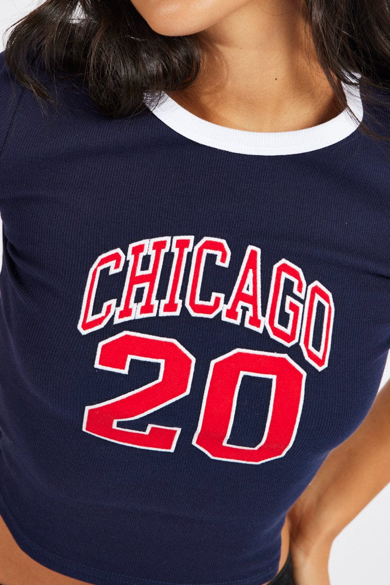 Blue Graphic Tee Short Sleeve