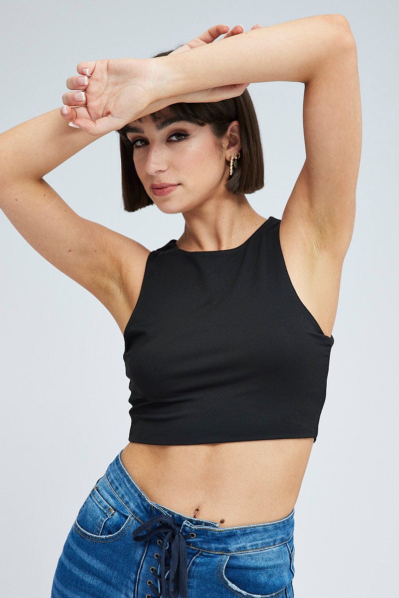 Black Tank Top Crew Neck Supersoft