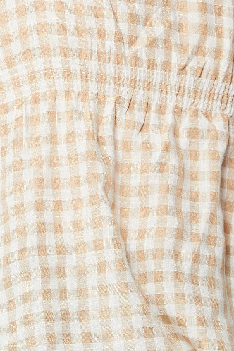 Check Singlet Top Sleeveless Peplum