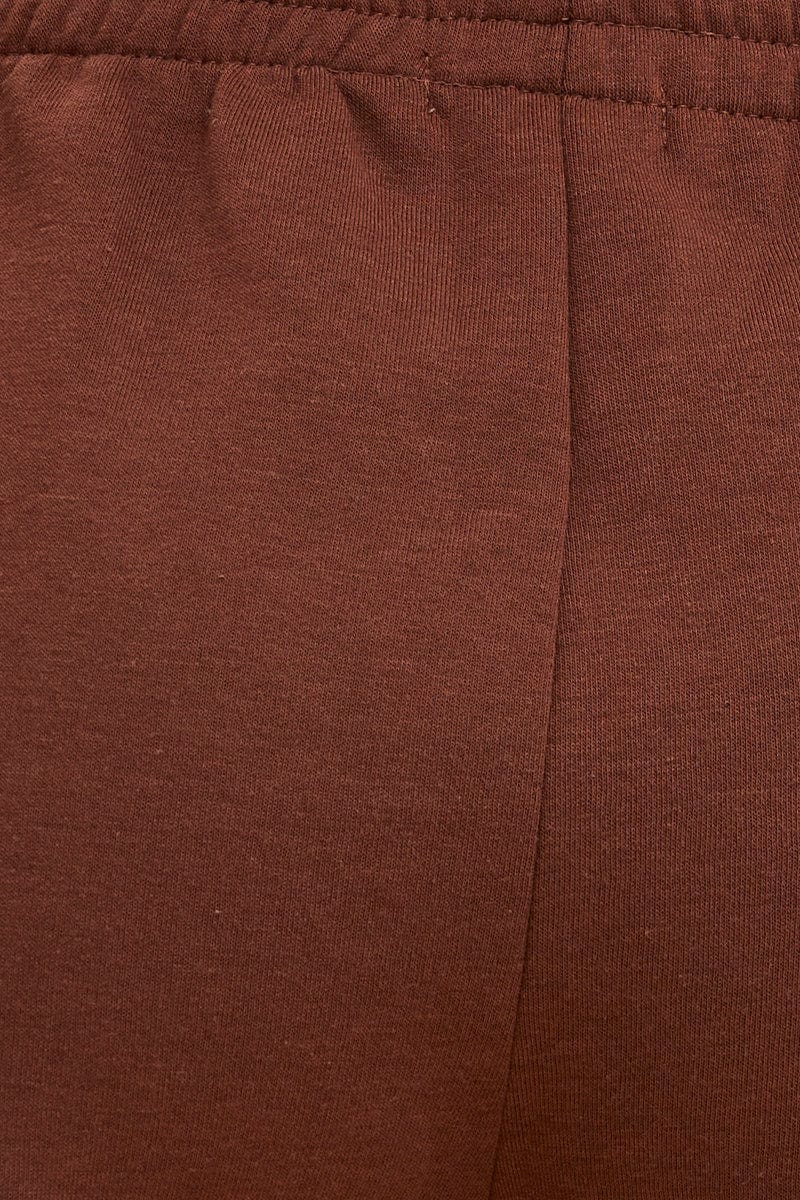 Brown Lounge Shorts Cotton Fleece Relaxed Fit