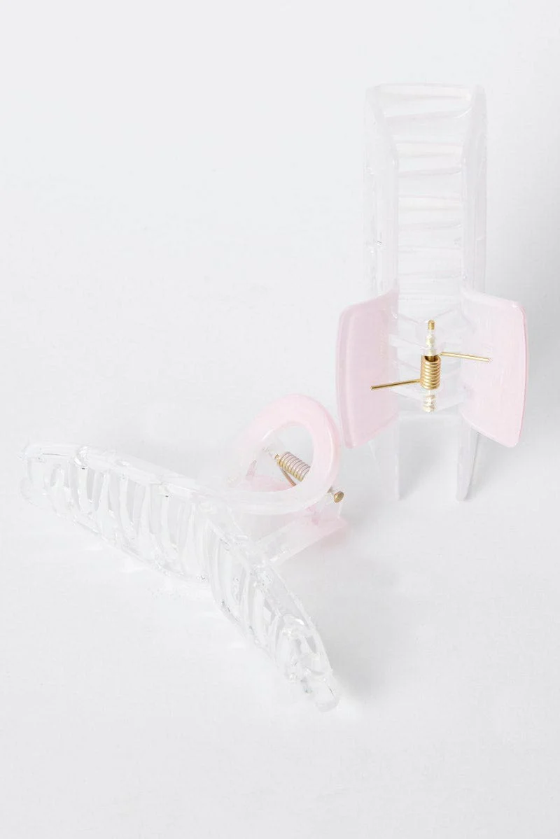 Pink 2 Pack Claw Clips