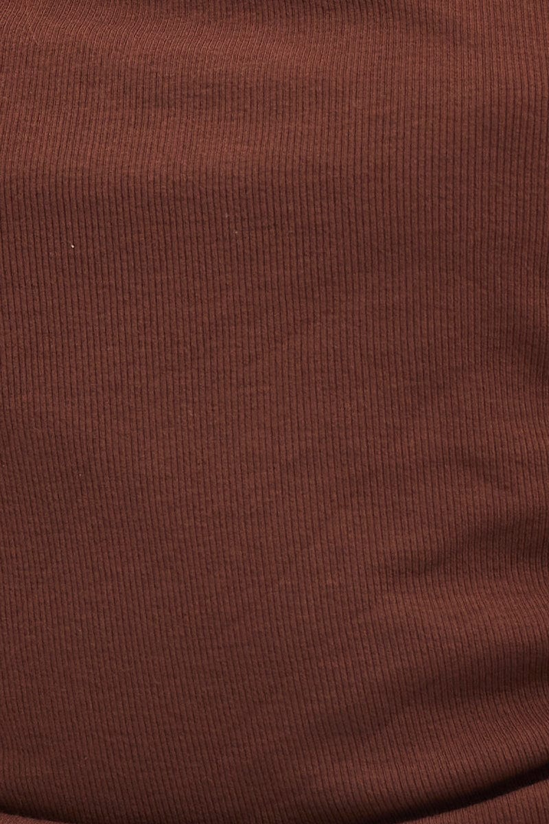 Brown Singlet Top One Shoulder