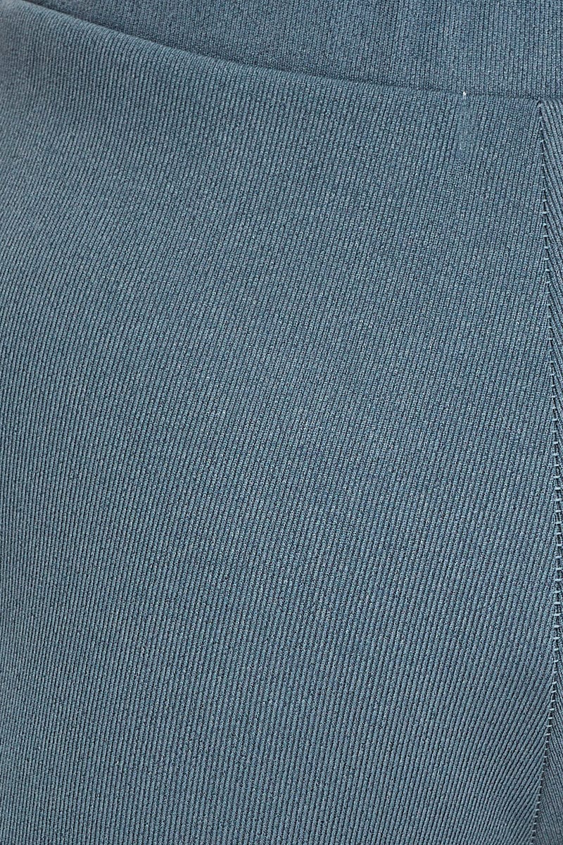 Blue Flare Pants High Rise