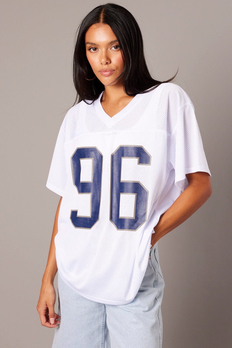 White Sports Tee Short Sleeve
