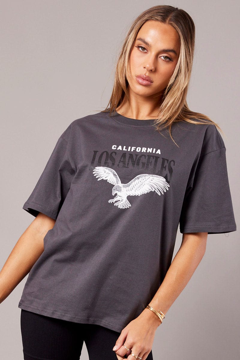 Grey Graphic Tee Short Sleeve