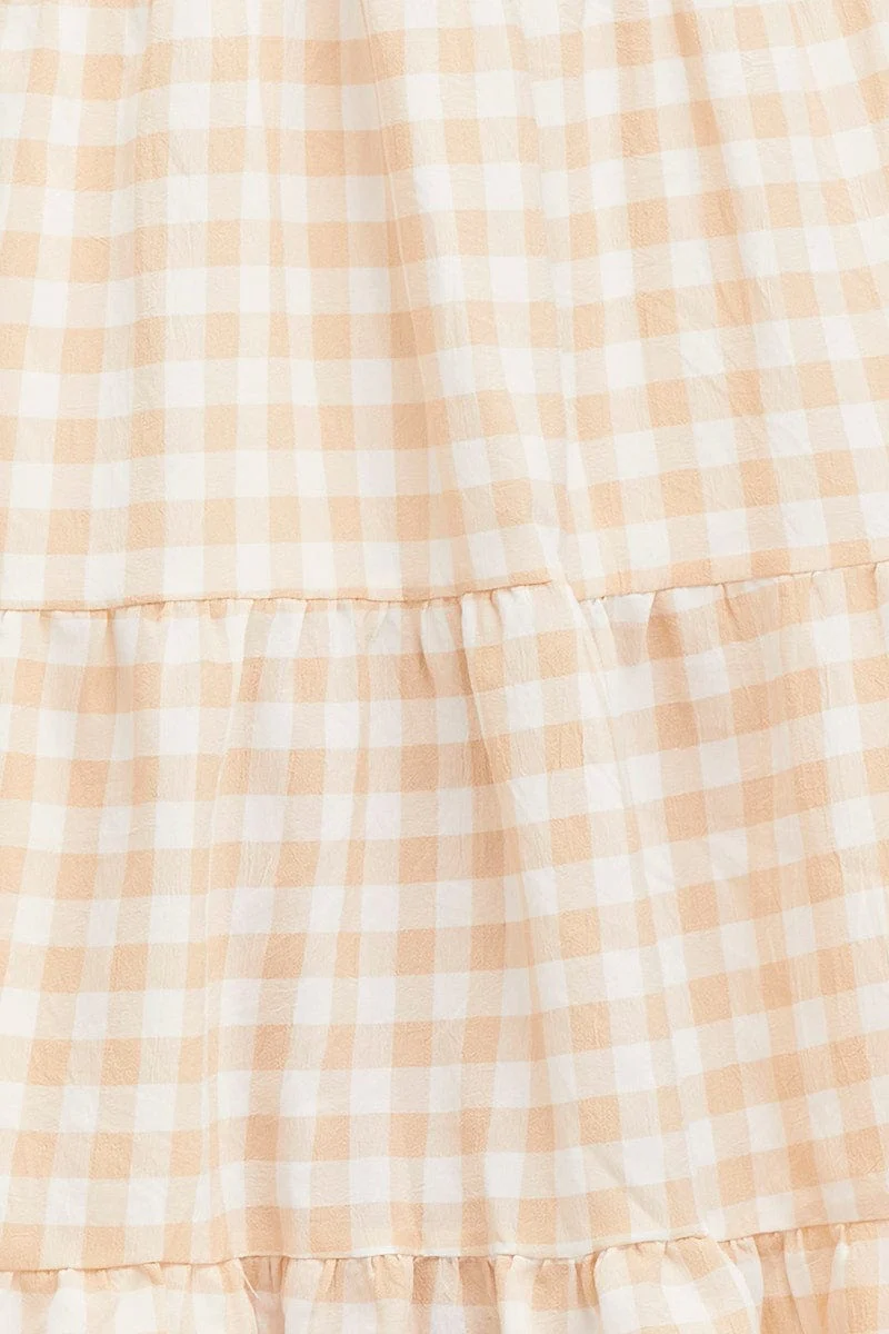 Check Midi Dress Short Sleeve Evening