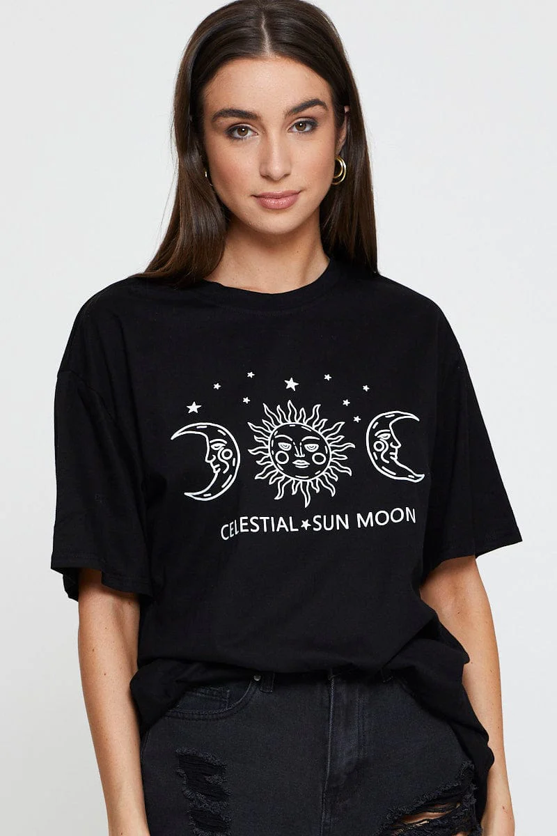 Black Graphic T Shirt Short Sleeve