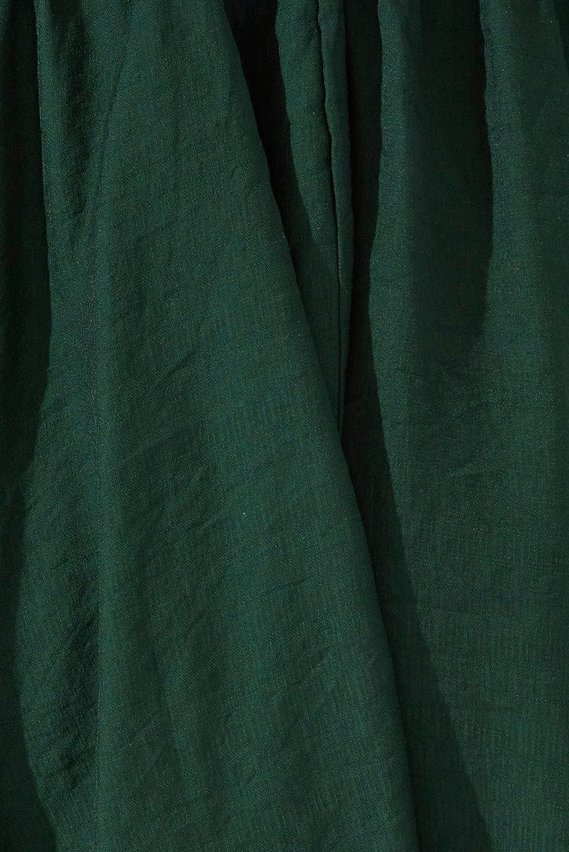 Green Fit and Flare Dress Short Sleeve Ruched