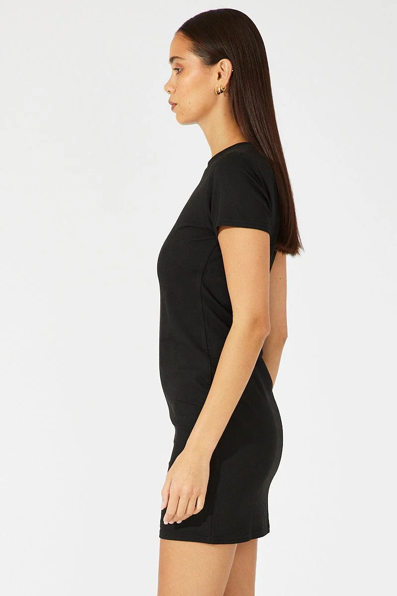 Black Supersoft Dress Short Sleeve Crew Neck