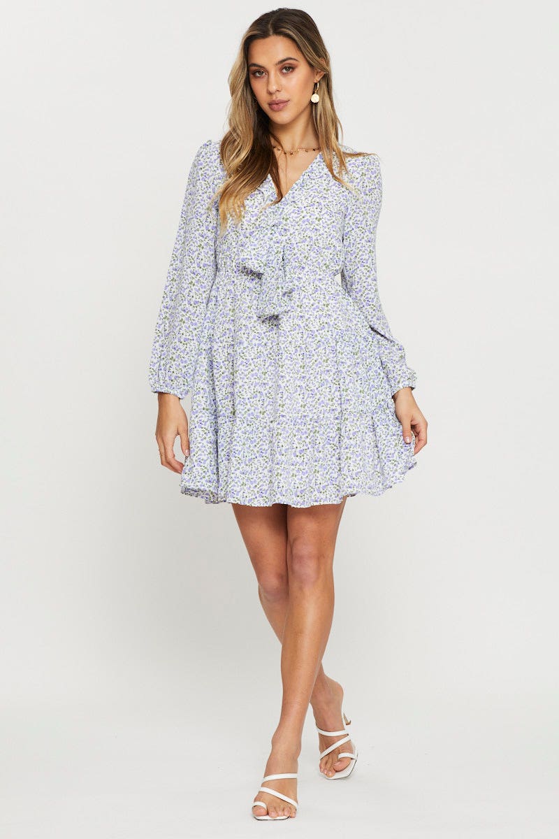 Print Mini Dress Long Sleeve