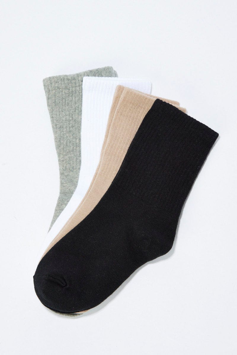Multi 4 Pack Crew Socks
