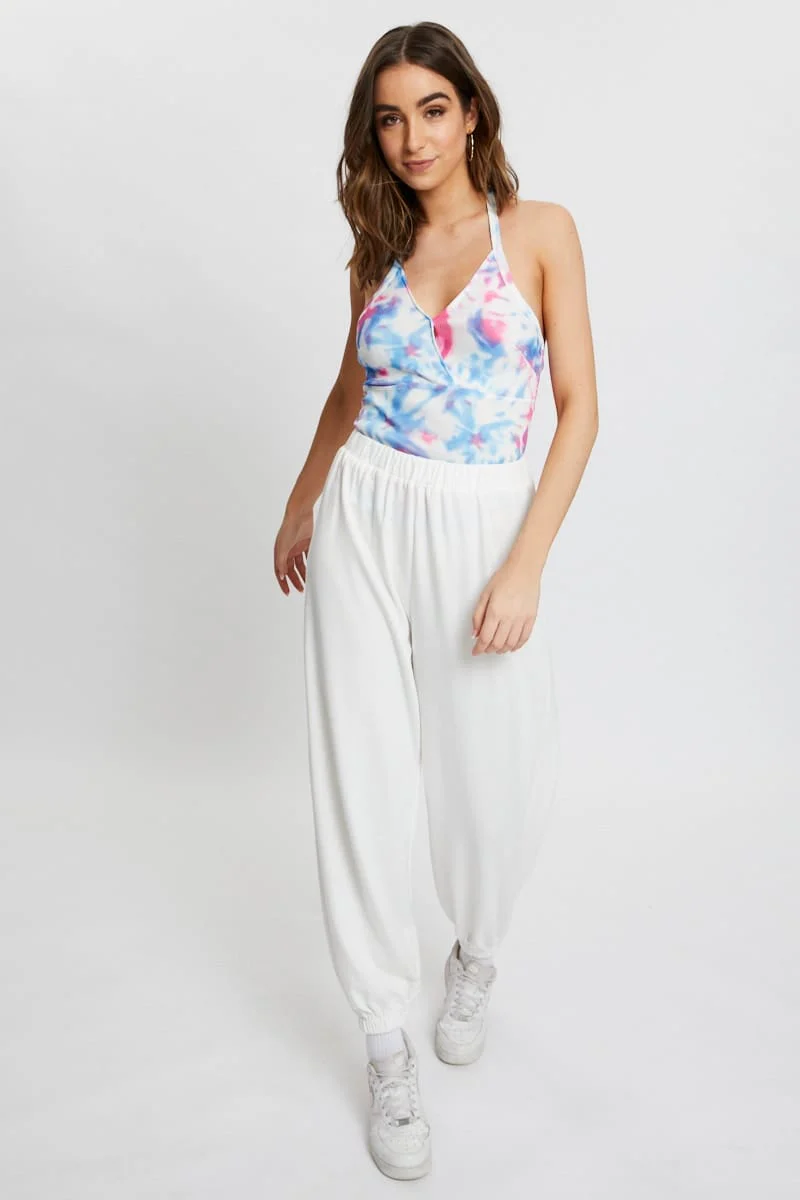 Print Tie Dye Cross Front Top