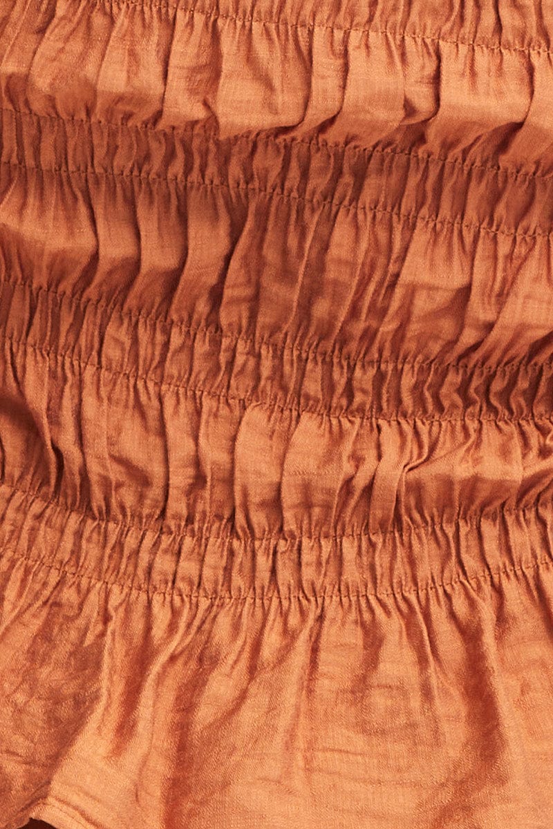 Brown Peplum Top Long Sleeve