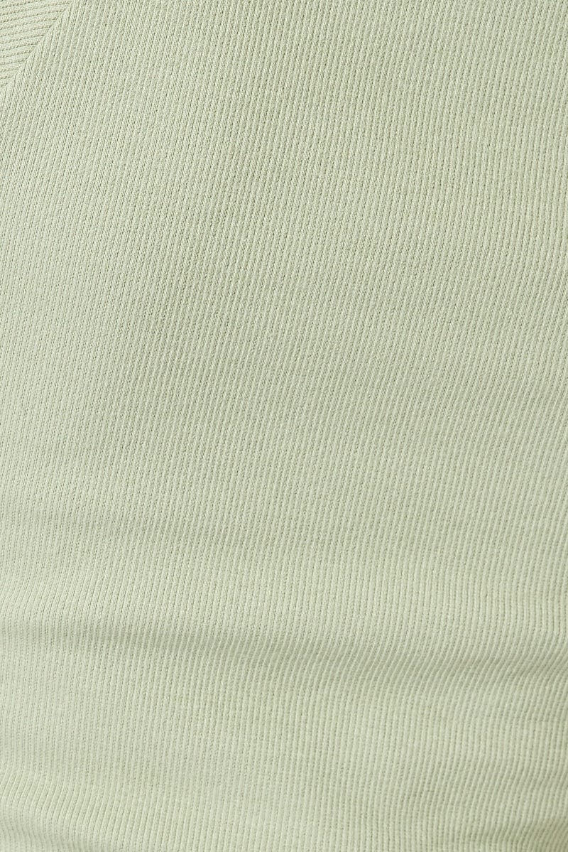 Green Top Split Front Short Sleeve