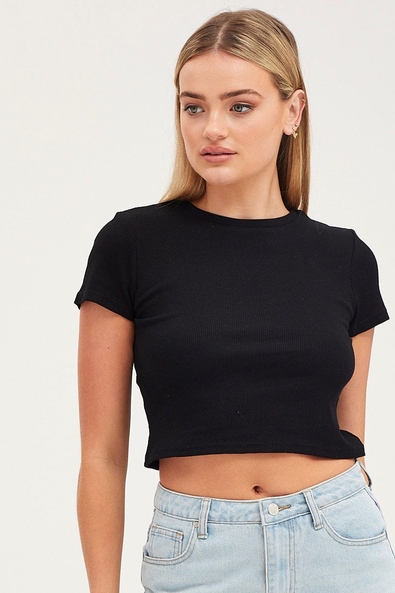 Black T Shirt Short Sleeve Crew Neck