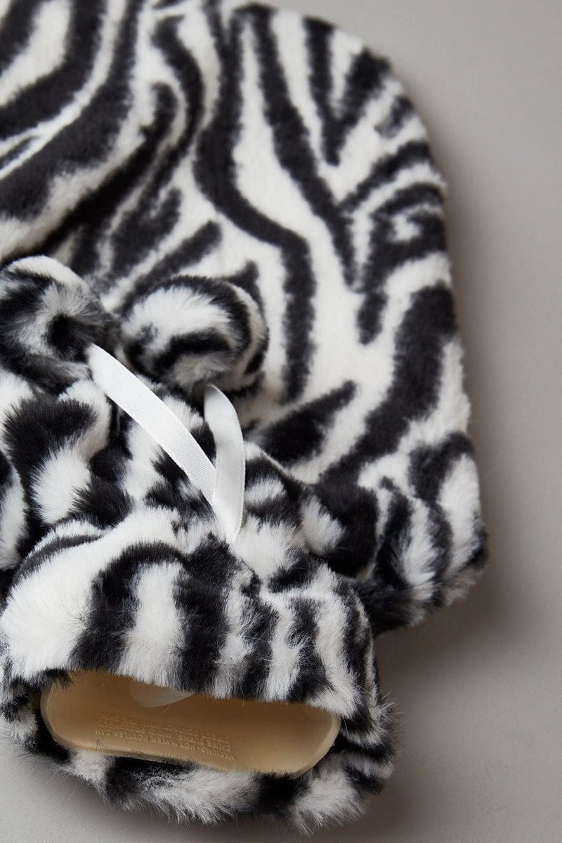 Black Animal Print Zebra Print Hot Water Bottle