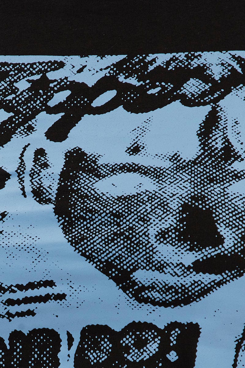 Black Graphic Crop Tank