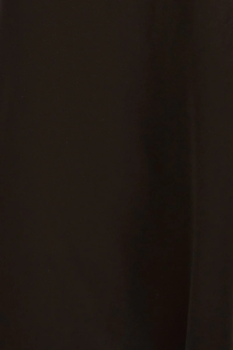 Black Tie Front Satin Midi Skirt