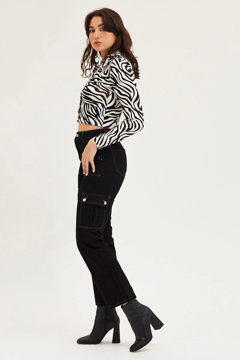 Black Carpenter Denim Jeans High Rise