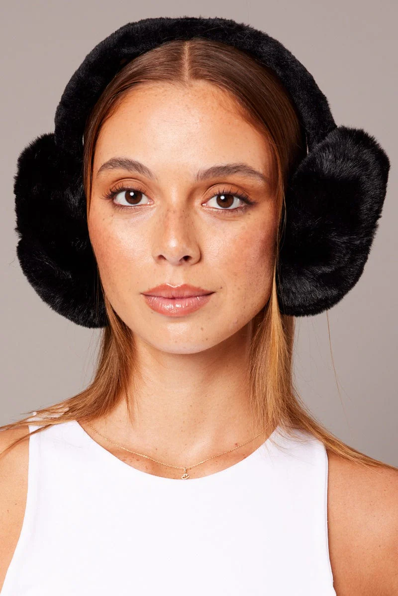 Black Fluffy Ear Muffs