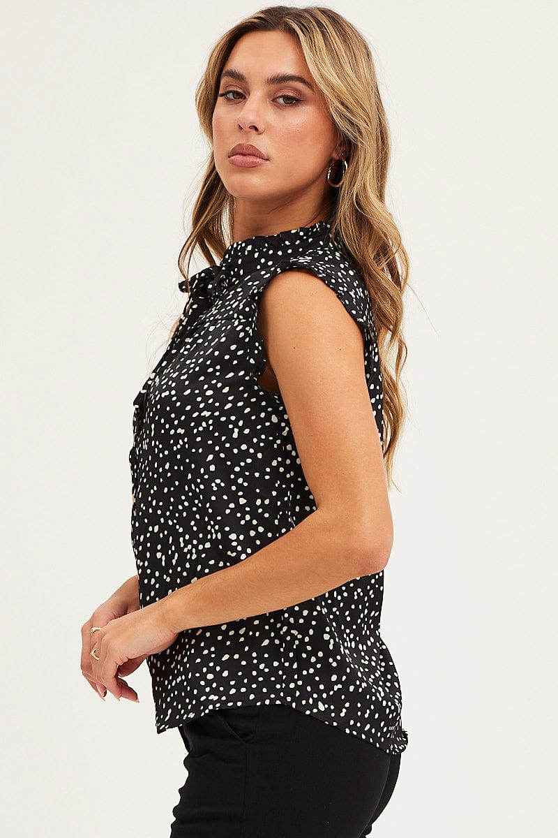 Geo Print Button Up Top Short Sleeve