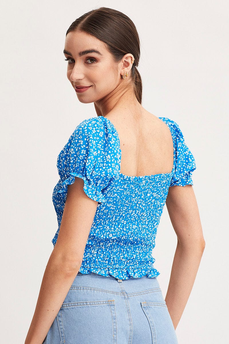 Print Crop Top Short Sleeve