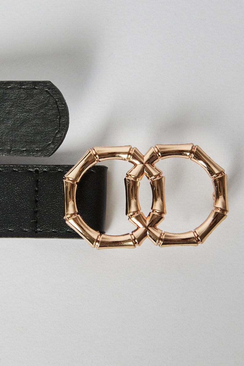 Black Bamboo Look Buckled Belt