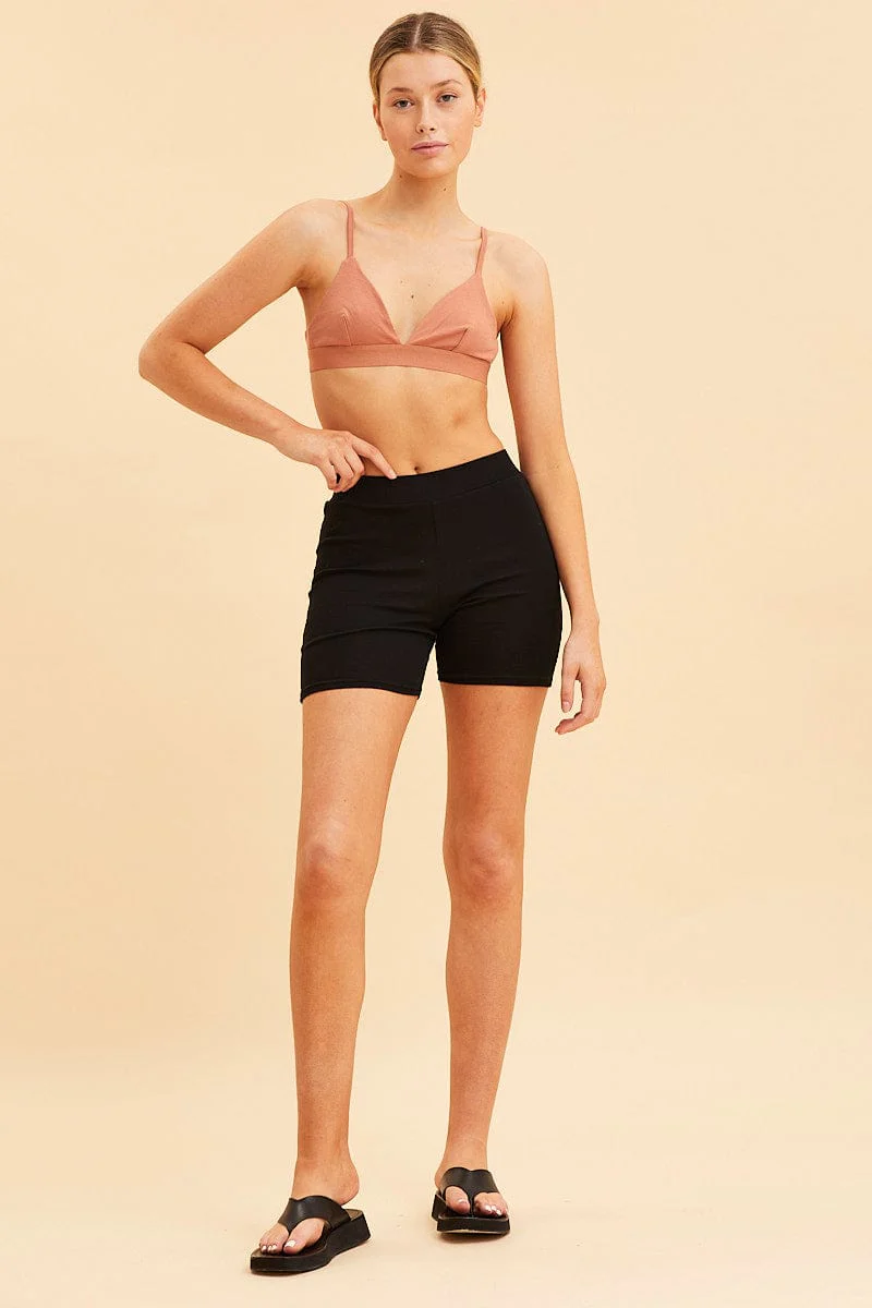 Brown Lou Cotton Stretch Triangle Bralette
