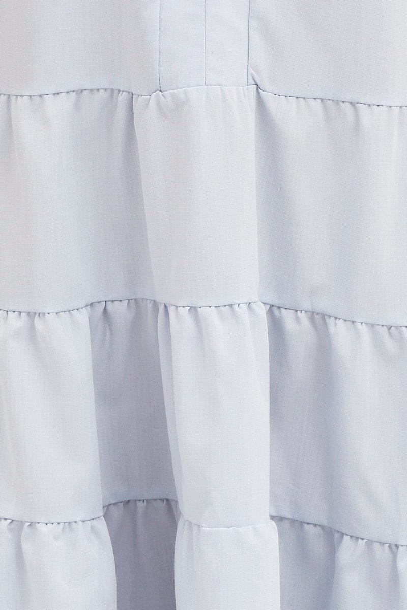 Blue Skater Dress Long Sleeve Mini