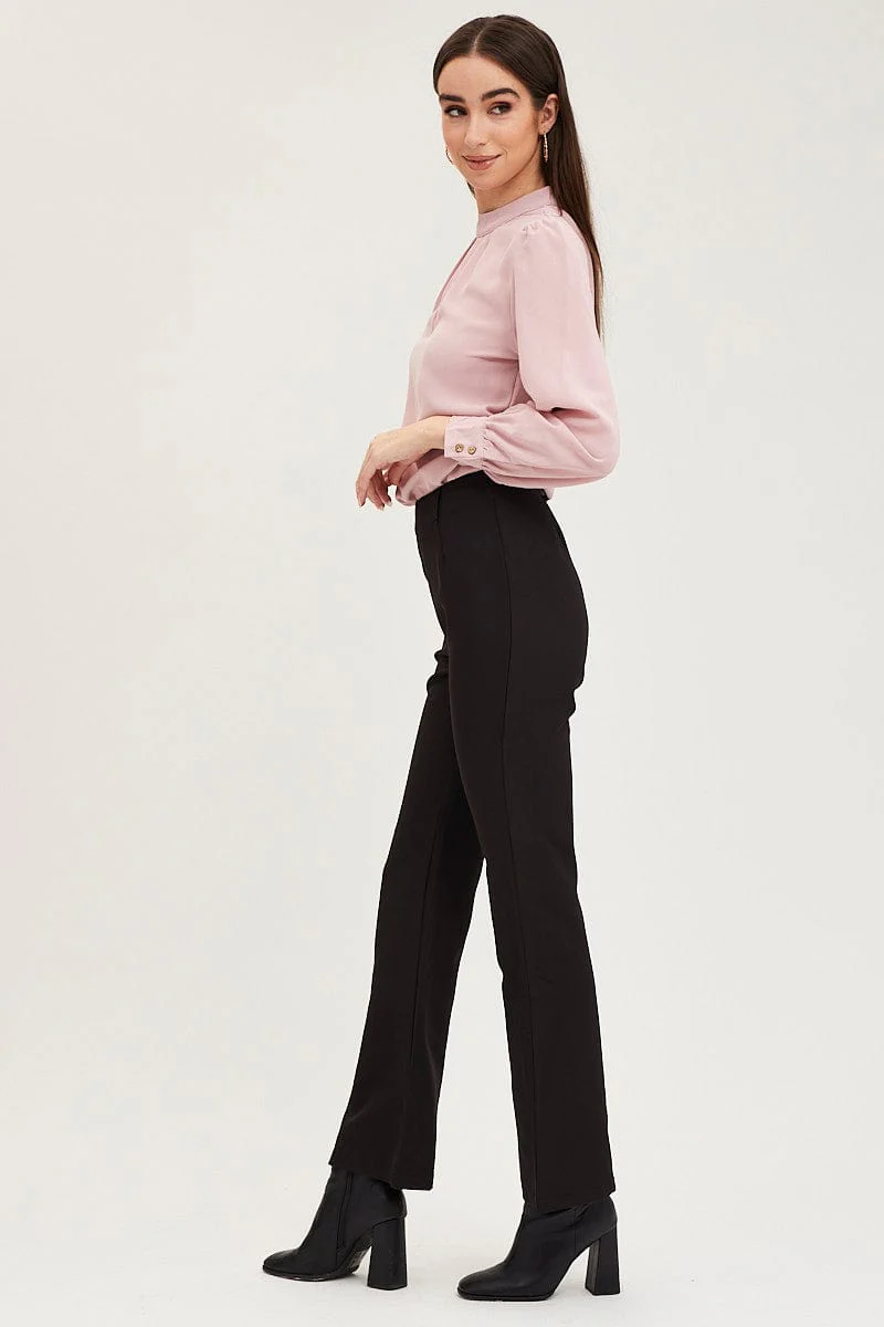 Black Flare Pants Mid Rise