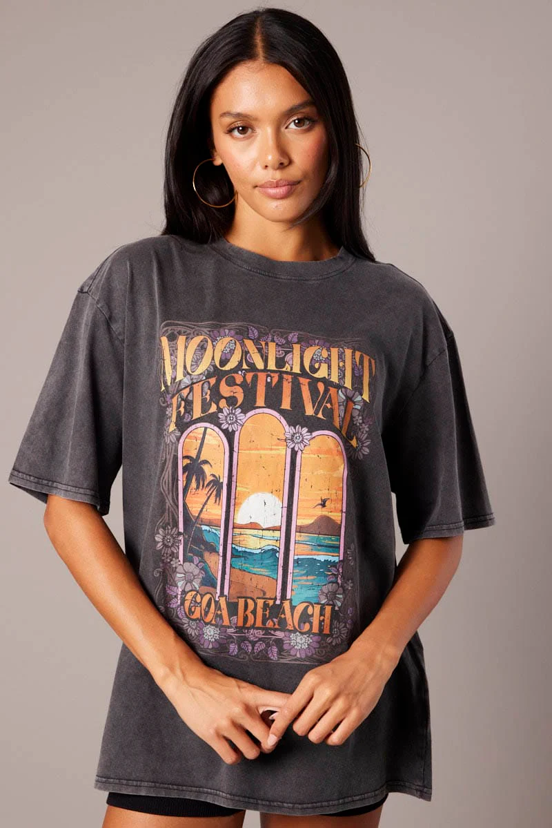 Grey Graphic Tee Short Sleeve