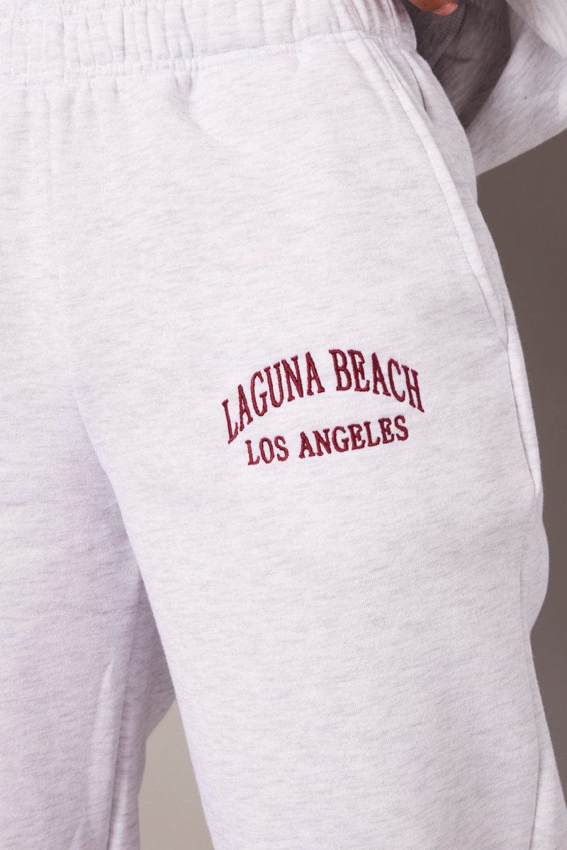 Grey Track Pants High Rise