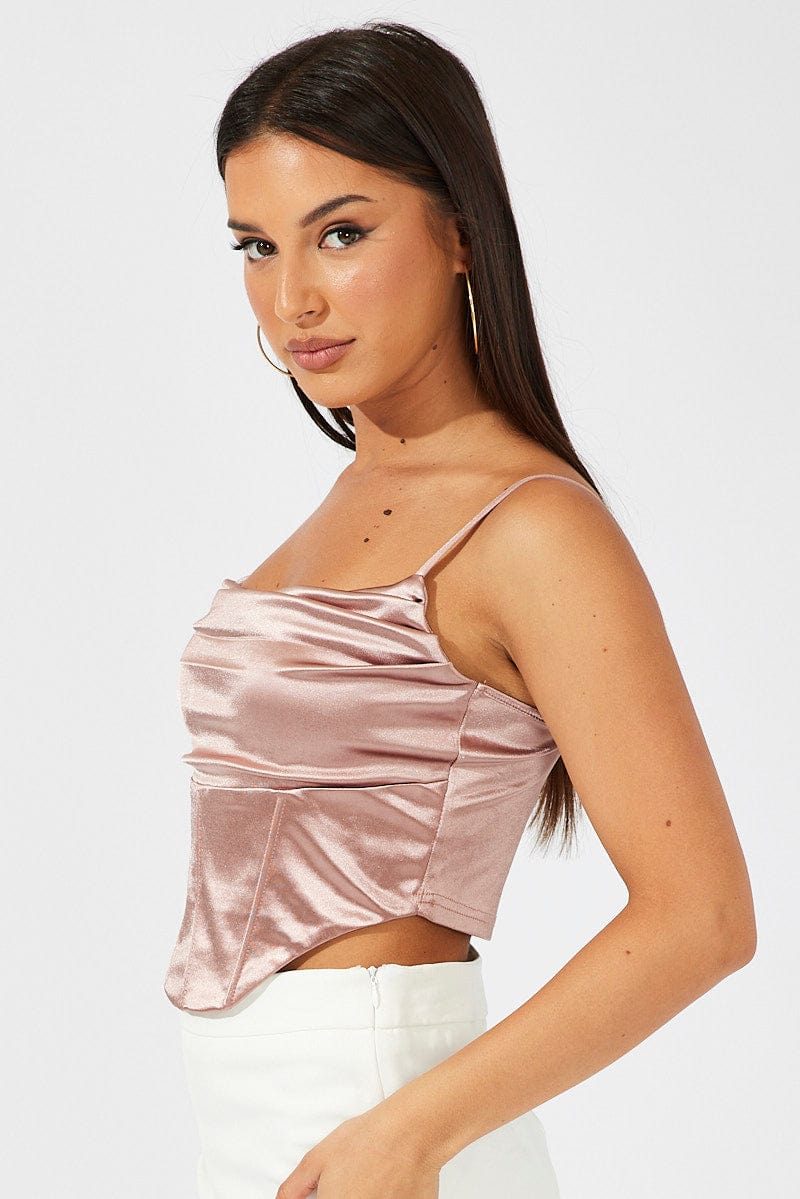 Pink Satin Cami Sleeveless Strap