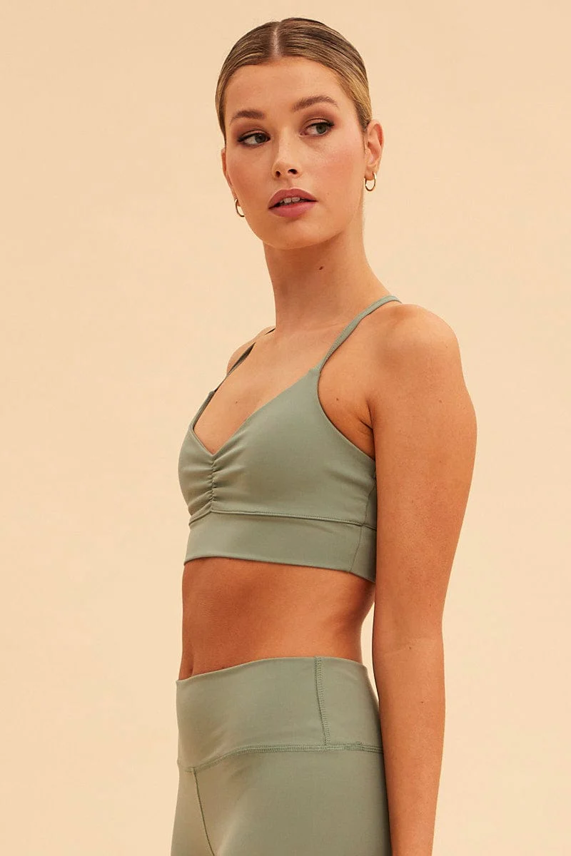Green Sara Ruched Front Bralette