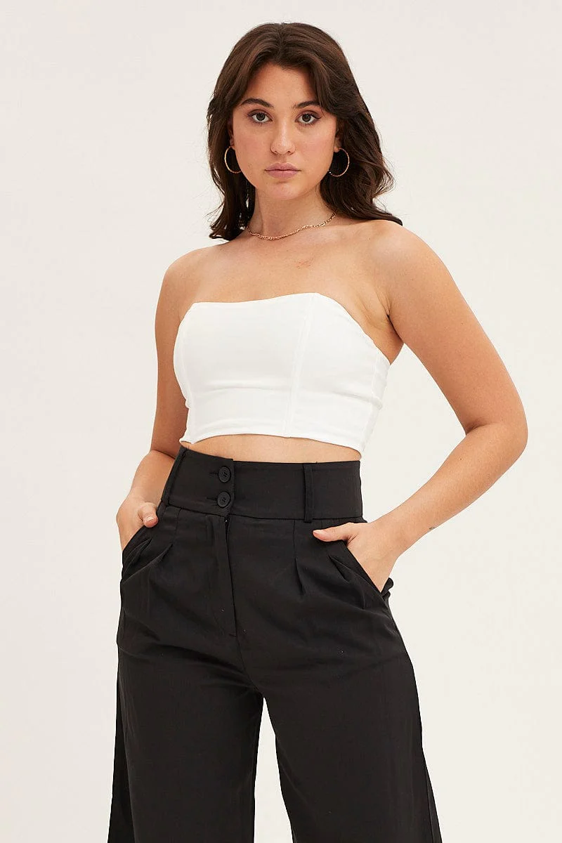 White Boning Detail Bustier Top