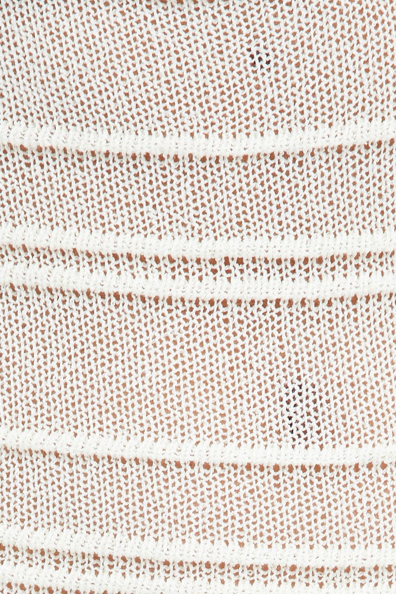 White Knit Dress Long Sleeve Sweetheart Twist Crochet