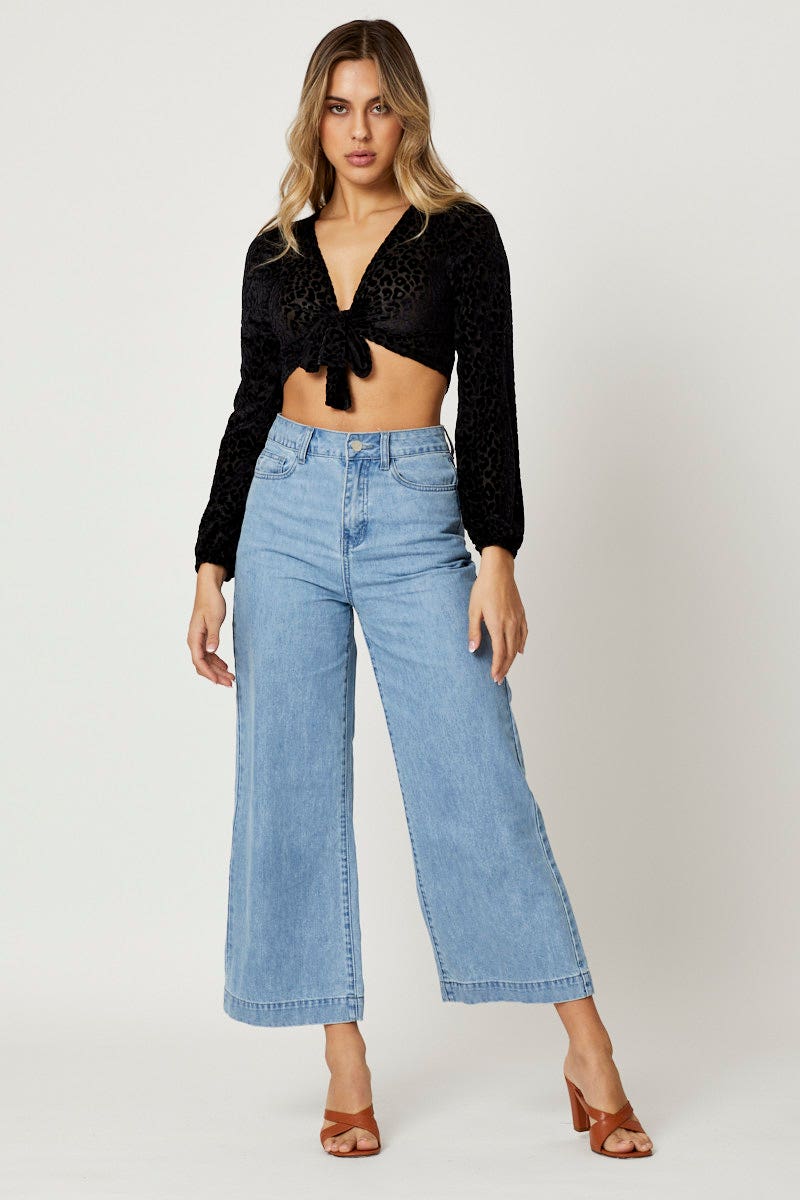 Black Crop Top Long Sleeve