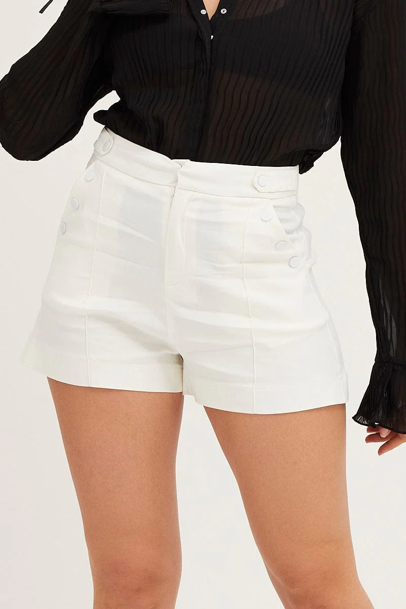 White Mini Shorts High Rise