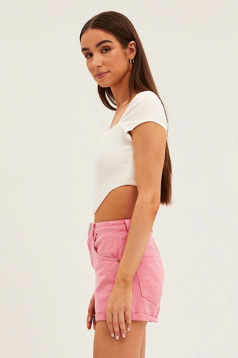 White Zip Detail Top