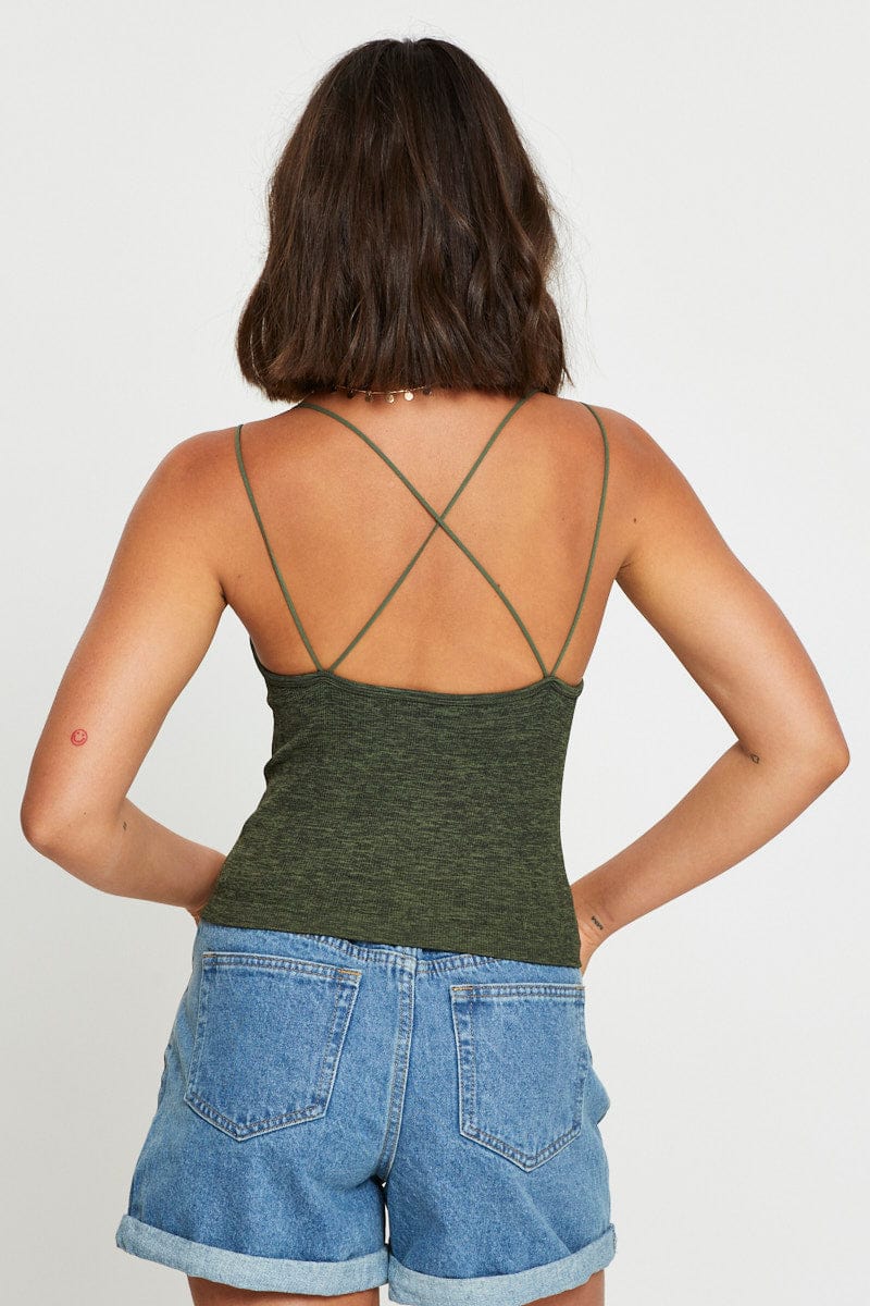 Green Bralette Top Seamless Crop