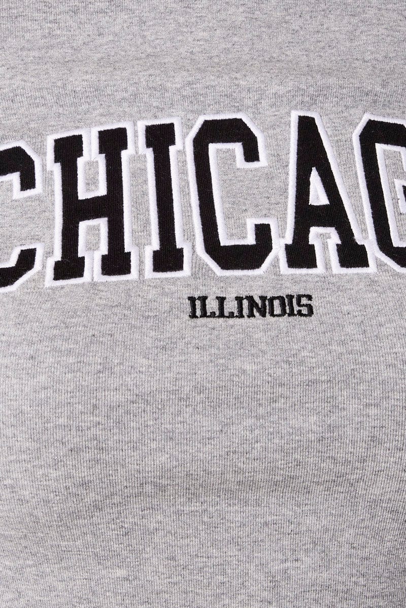 Grey Graphic Tee Long Sleeve