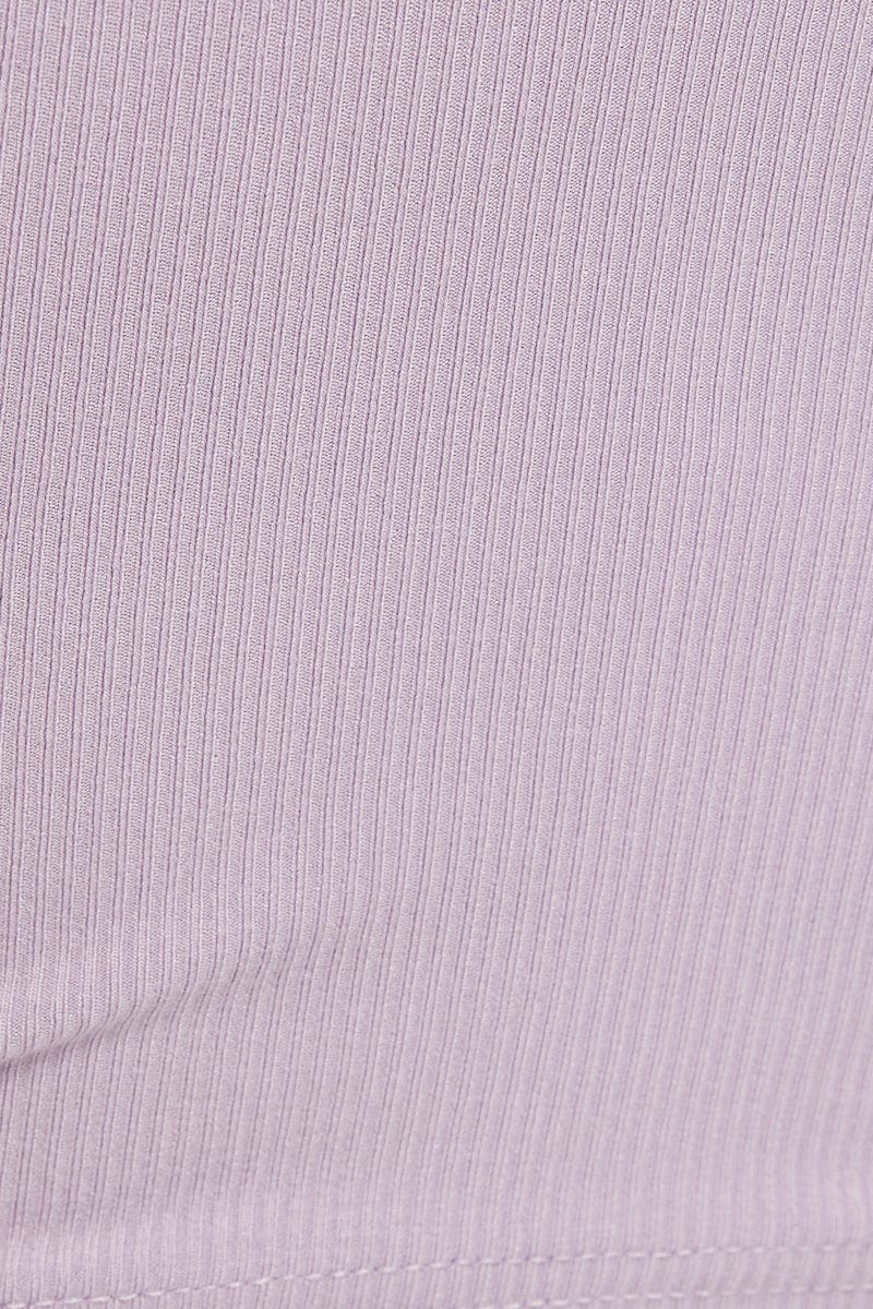 Purple Bungee Strap Cut Out Rib Crop Top
