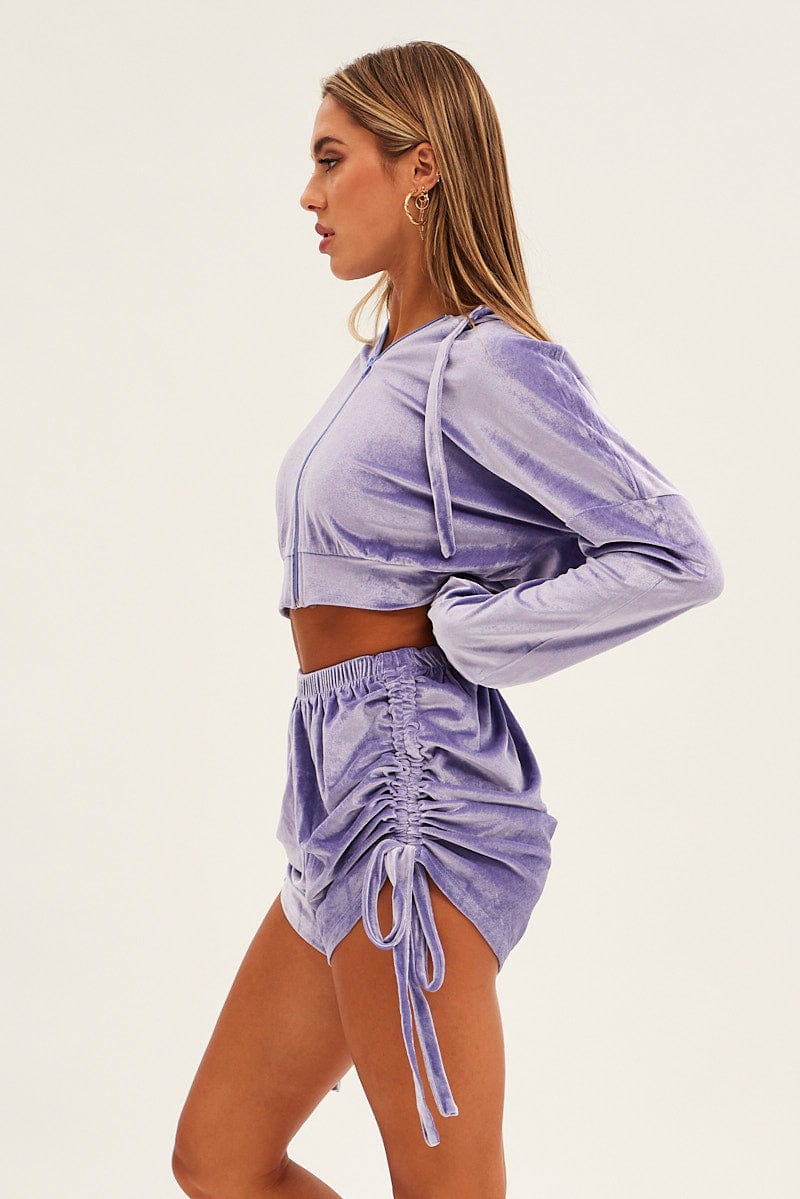 Purple Velvet Shorts