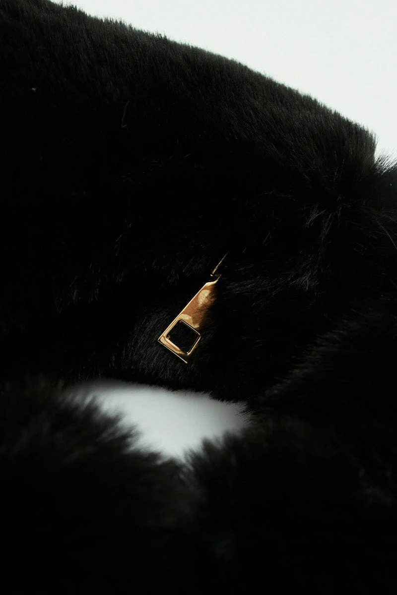 Black Faux Fur Shoulder Bag
