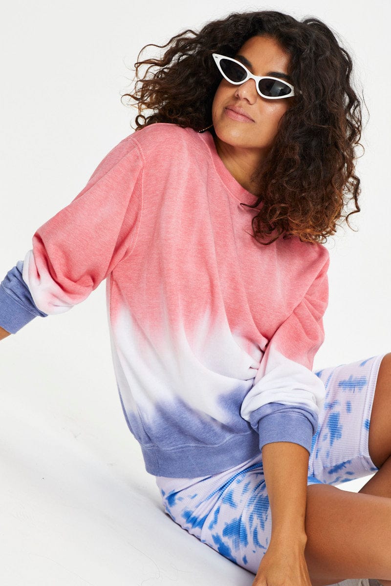 Multi Long Sleeve Tie Dye Sweat