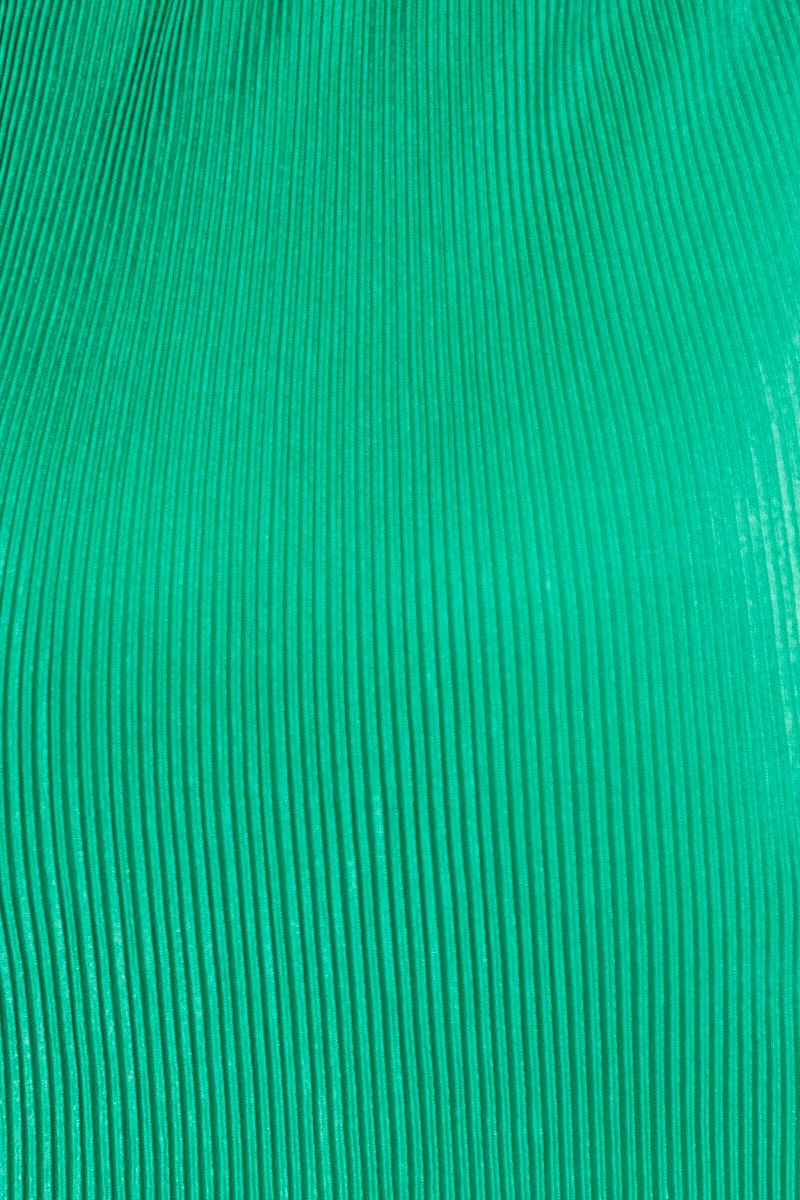 Green Halter Plisse Bodycon Dress