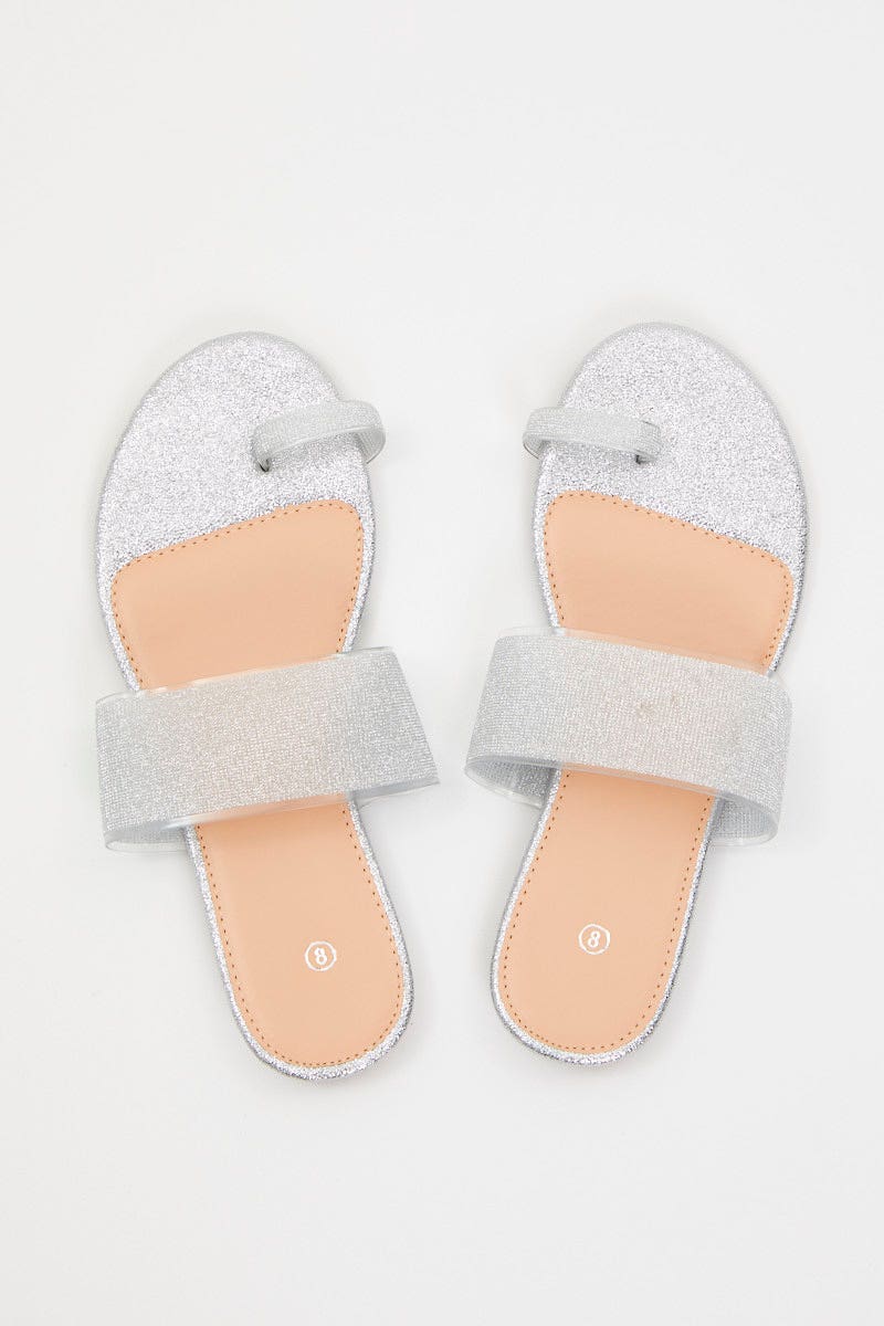 Silver Silver Flat Slides