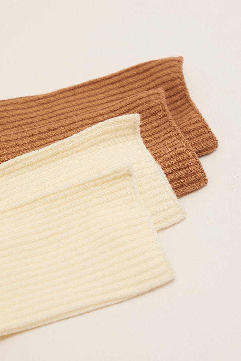 Multi Colour 2 Pack Plain Crew Socks