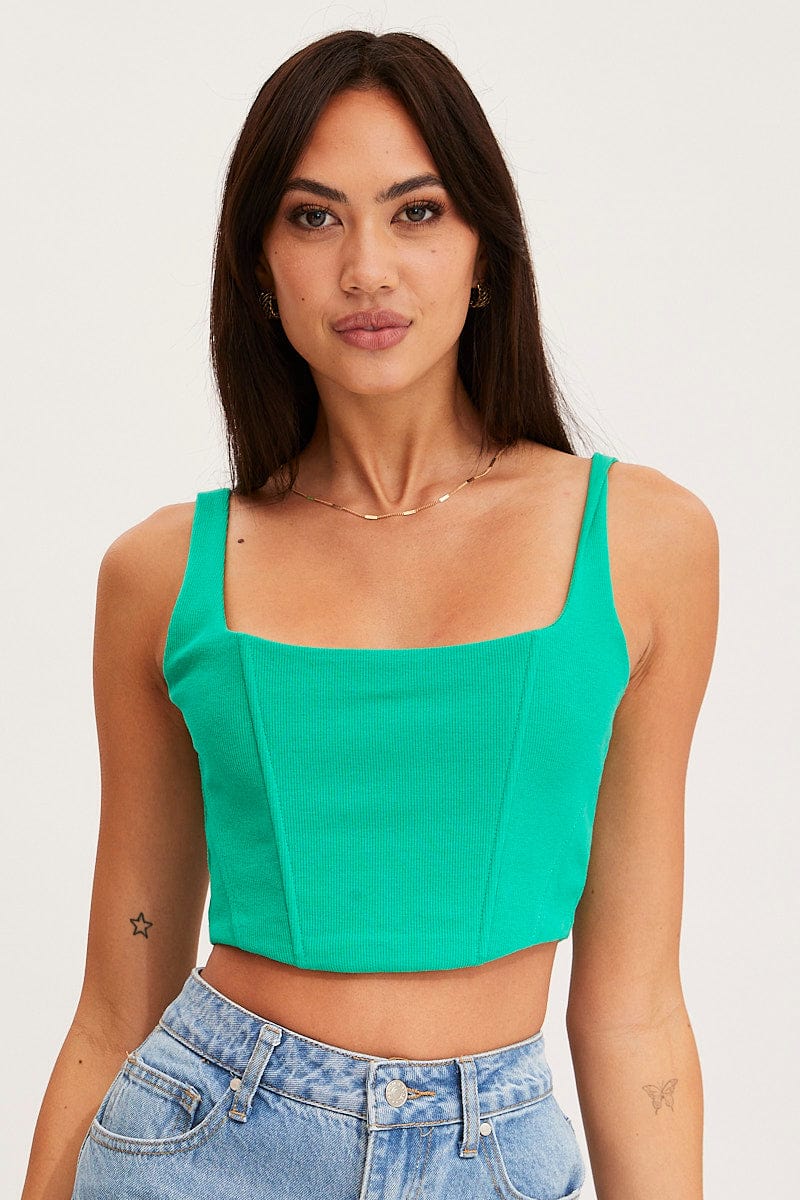 Green Bustier Crop Top
